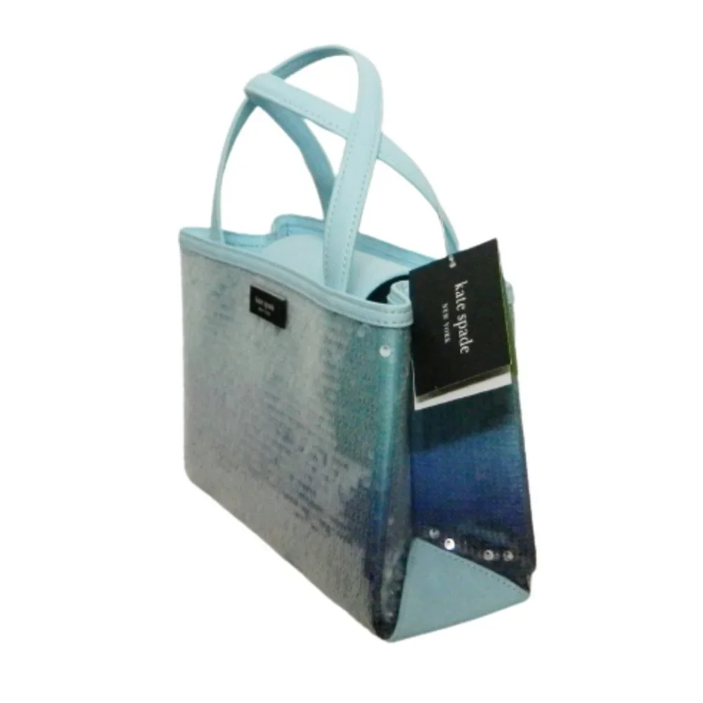 kate spade new york $398 Sam Icon Ombre Sequin Fabric Small Tote Pool NWT